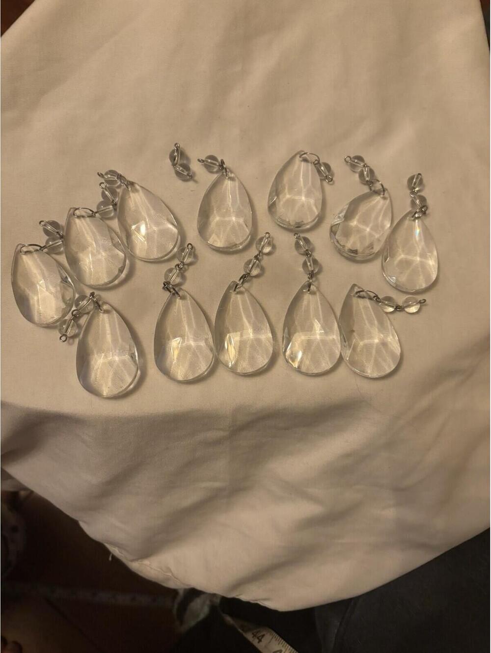11 Vintage Cut Crystal Tear Drop Chandelier Prisms 3 Inches